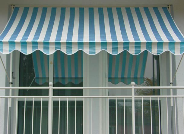 Klemmmarkise Design Blau-Weiss