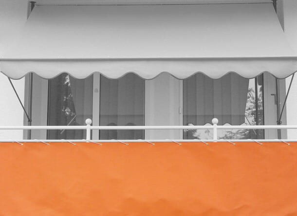 Balkonbespannung Exklusiv uni orange Höhe 75 cm Balkonbespannung Exklusiv uni orange Höhe 75 cm